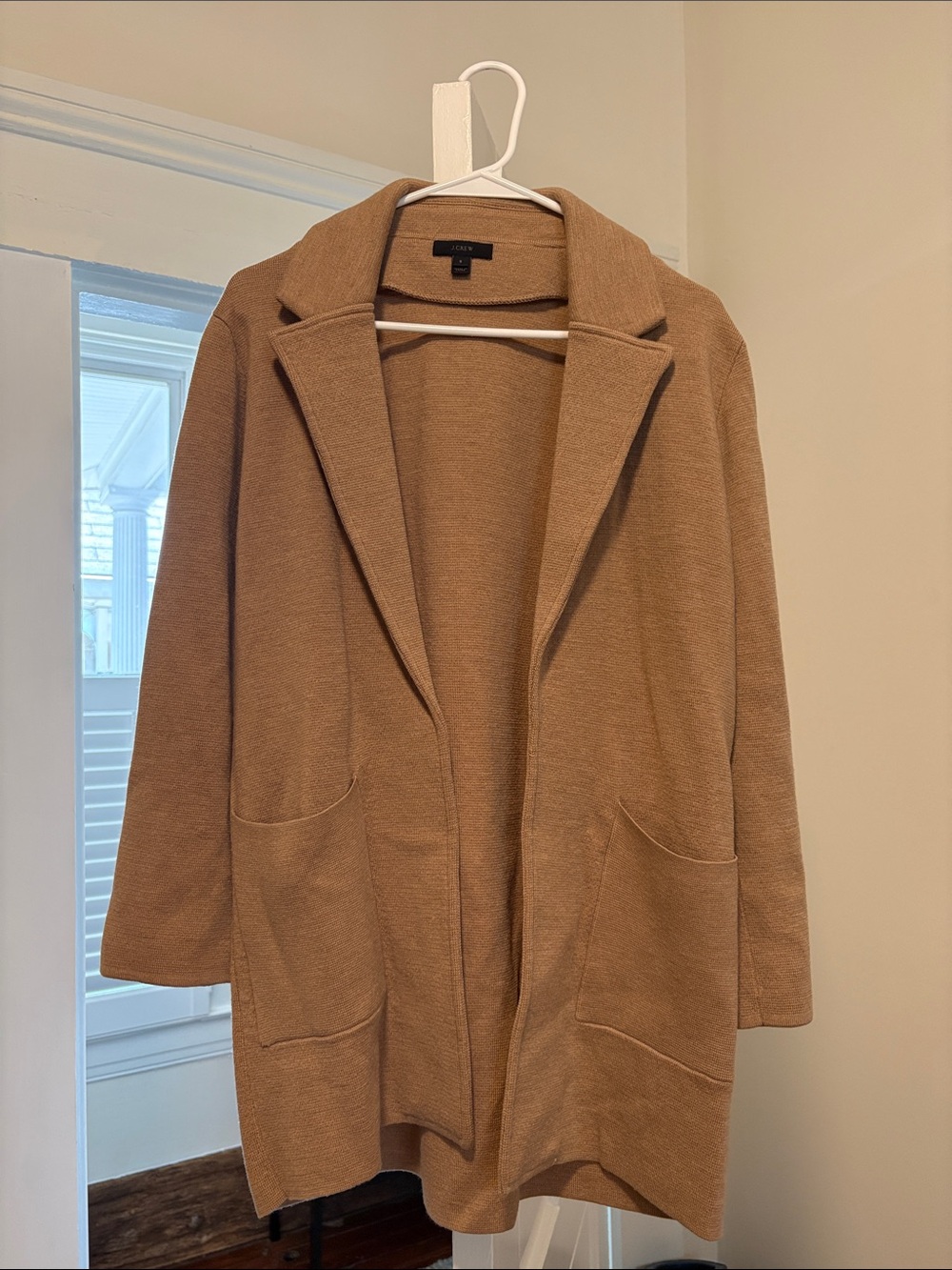 Open Front Camel Knit Blazer/Open Front Cardigan